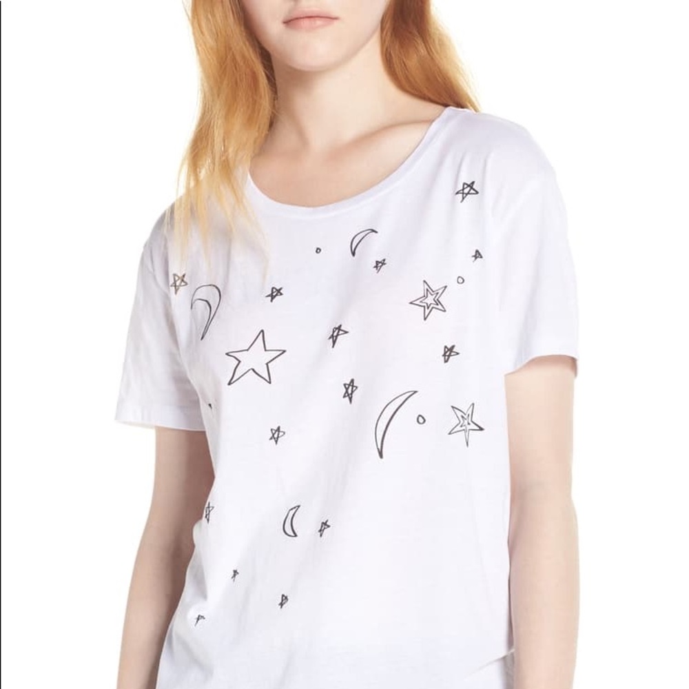 Chaser moon and star graphic white T-shirt size S